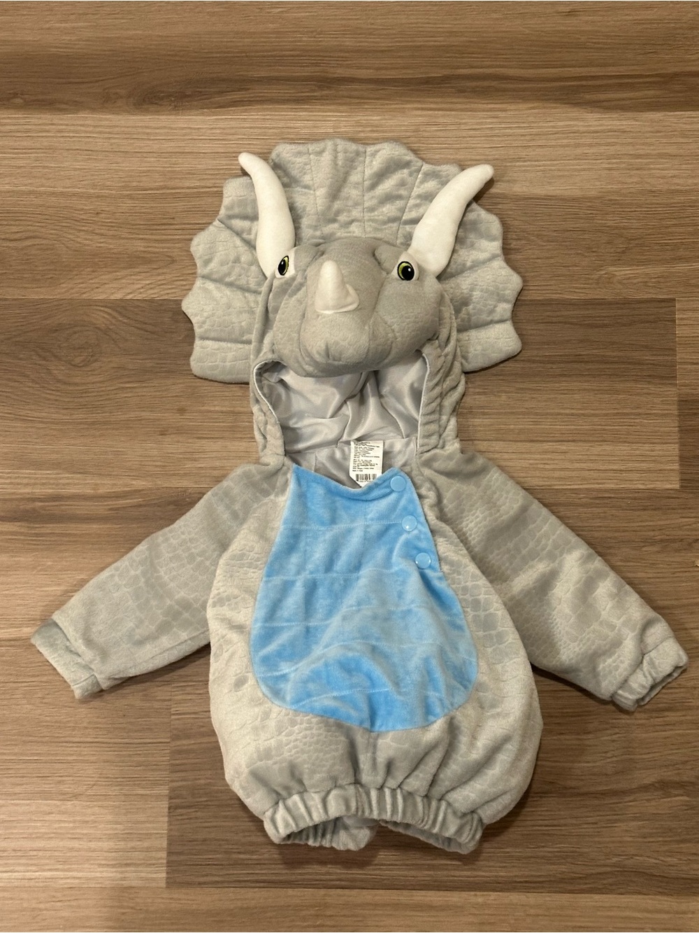 Target Kids Triceratops Costume Gray with Blue Belly 6-12 months New Condition